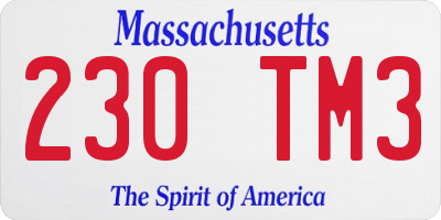 MA license plate 230TM3