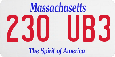 MA license plate 230UB3