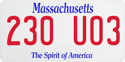 MA license plate 230UO3