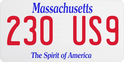 MA license plate 230US9