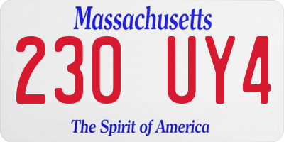 MA license plate 230UY4