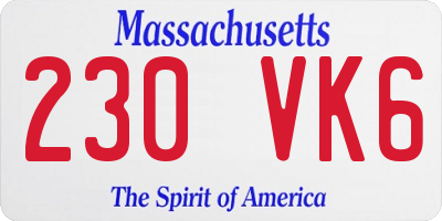 MA license plate 230VK6