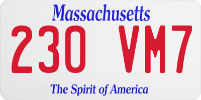 MA license plate 230VM7