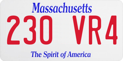 MA license plate 230VR4