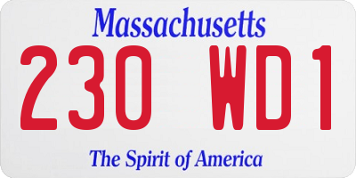 MA license plate 230WD1