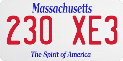 MA license plate 230XE3