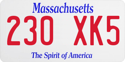 MA license plate 230XK5