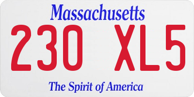 MA license plate 230XL5