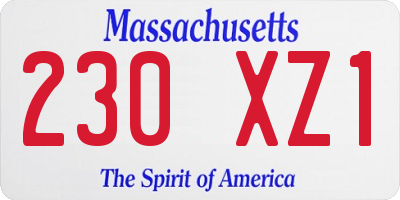 MA license plate 230XZ1