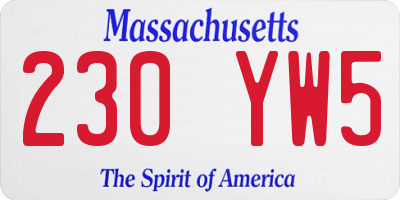 MA license plate 230YW5