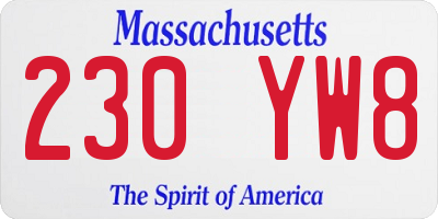 MA license plate 230YW8