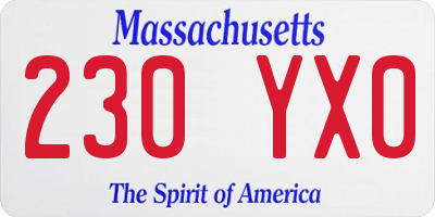 MA license plate 230YX0
