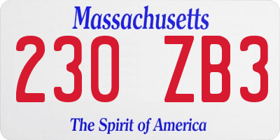 MA license plate 230ZB3