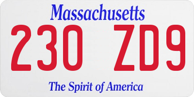 MA license plate 230ZD9