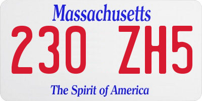 MA license plate 230ZH5