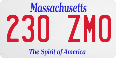 MA license plate 230ZM0