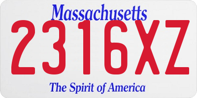 MA license plate 2316XZ