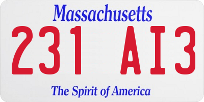 MA license plate 231AI3