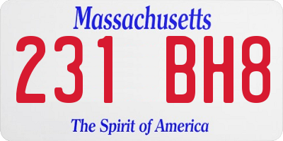 MA license plate 231BH8
