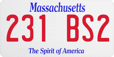 MA license plate 231BS2