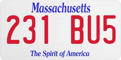 MA license plate 231BU5