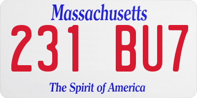 MA license plate 231BU7