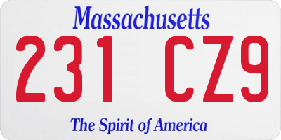 MA license plate 231CZ9