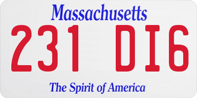 MA license plate 231DI6