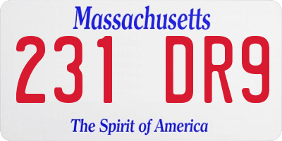 MA license plate 231DR9