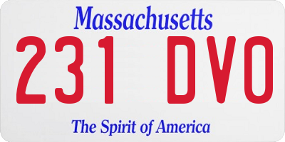 MA license plate 231DV0