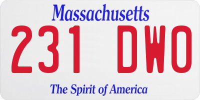 MA license plate 231DW0
