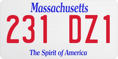 MA license plate 231DZ1