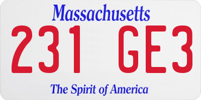 MA license plate 231GE3