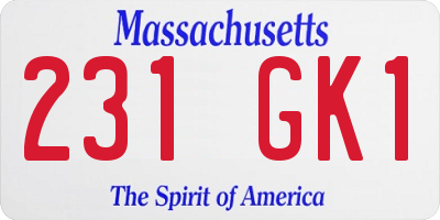 MA license plate 231GK1