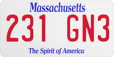 MA license plate 231GN3