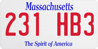 MA license plate 231HB3