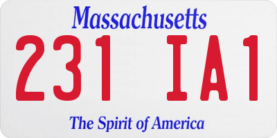 MA license plate 231IA1