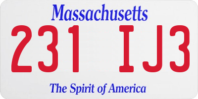 MA license plate 231IJ3