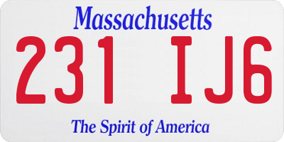 MA license plate 231IJ6