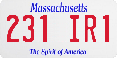 MA license plate 231IR1