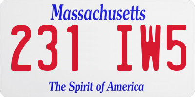 MA license plate 231IW5