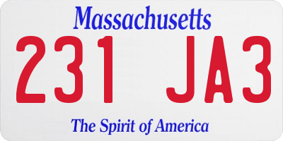 MA license plate 231JA3