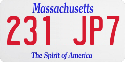 MA license plate 231JP7