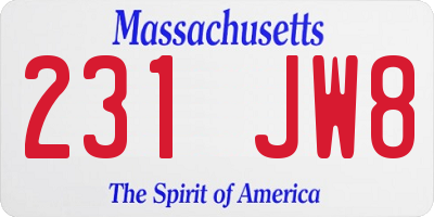 MA license plate 231JW8