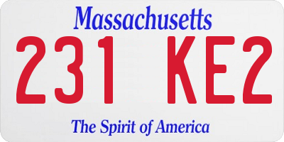 MA license plate 231KE2