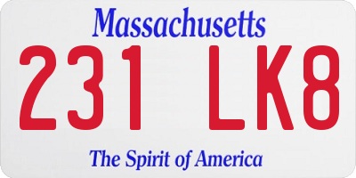 MA license plate 231LK8