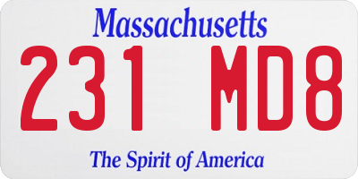 MA license plate 231MD8