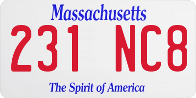 MA license plate 231NC8