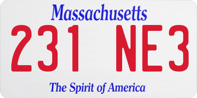 MA license plate 231NE3