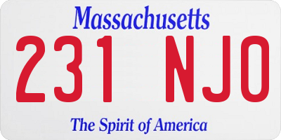 MA license plate 231NJ0